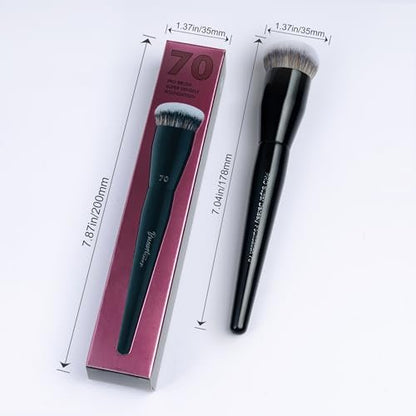 Professional Super Dense Foundation Buffing Brush 70 – Black Handle with Soft Synthetic Bristles for Powder and Liquid Makeup