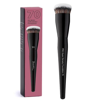 Professional Super Dense Foundation Buffing Brush 70 – Black Handle with Soft Synthetic Bristles for Powder and Liquid Makeup