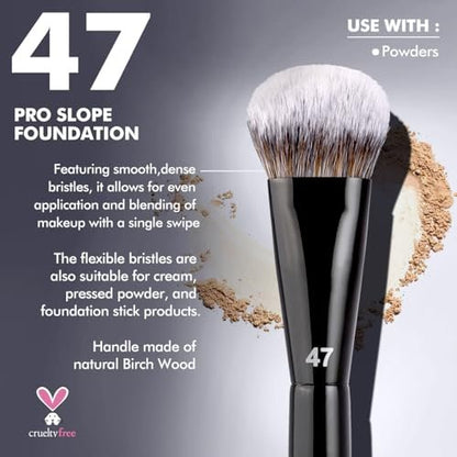 Bueart Design PRO Slope Foundation Makeup Brush 47 - Ultra Soft Synthetic Bristles for Liquid, Cream, Blusher & Powder