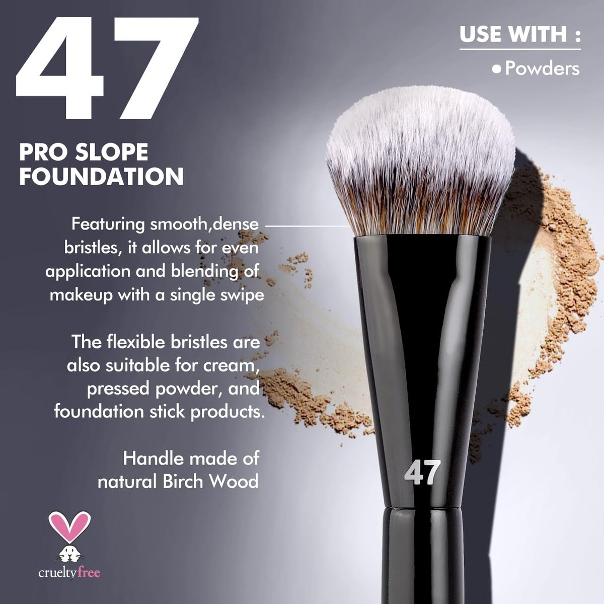 Bueart Design PRO Slope Foundation Makeup Brush 47 - Ultra Soft Synthetic Bristles for Liquid, Cream, Blusher & Powder - görsel 7