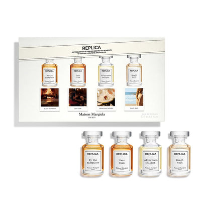 Maison Margiela Replica 4-Piece Fragrance Discovery Set: Beach Walk, Jazz Club, By the Fireplace, Afternoon Delight (0.24 Fl Oz Each) Avelisse