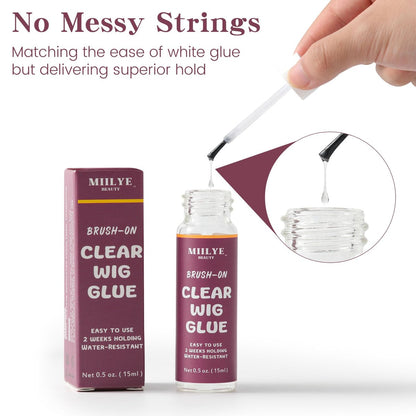 Waterproof Clear Lace Glue for Wigs – Sweat & Swim Proof Strong Hold, String-Free, 2-Week Wear (15 ml / 0.5 Oz)