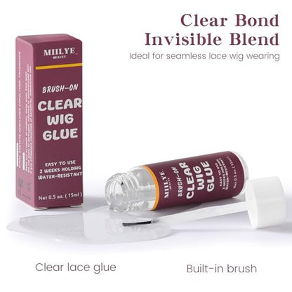 Waterproof Clear Lace Glue for Wigs – Sweat & Swim Proof Strong Hold, String-Free, 2-Week Wear (15 ml / 0.5 Oz)