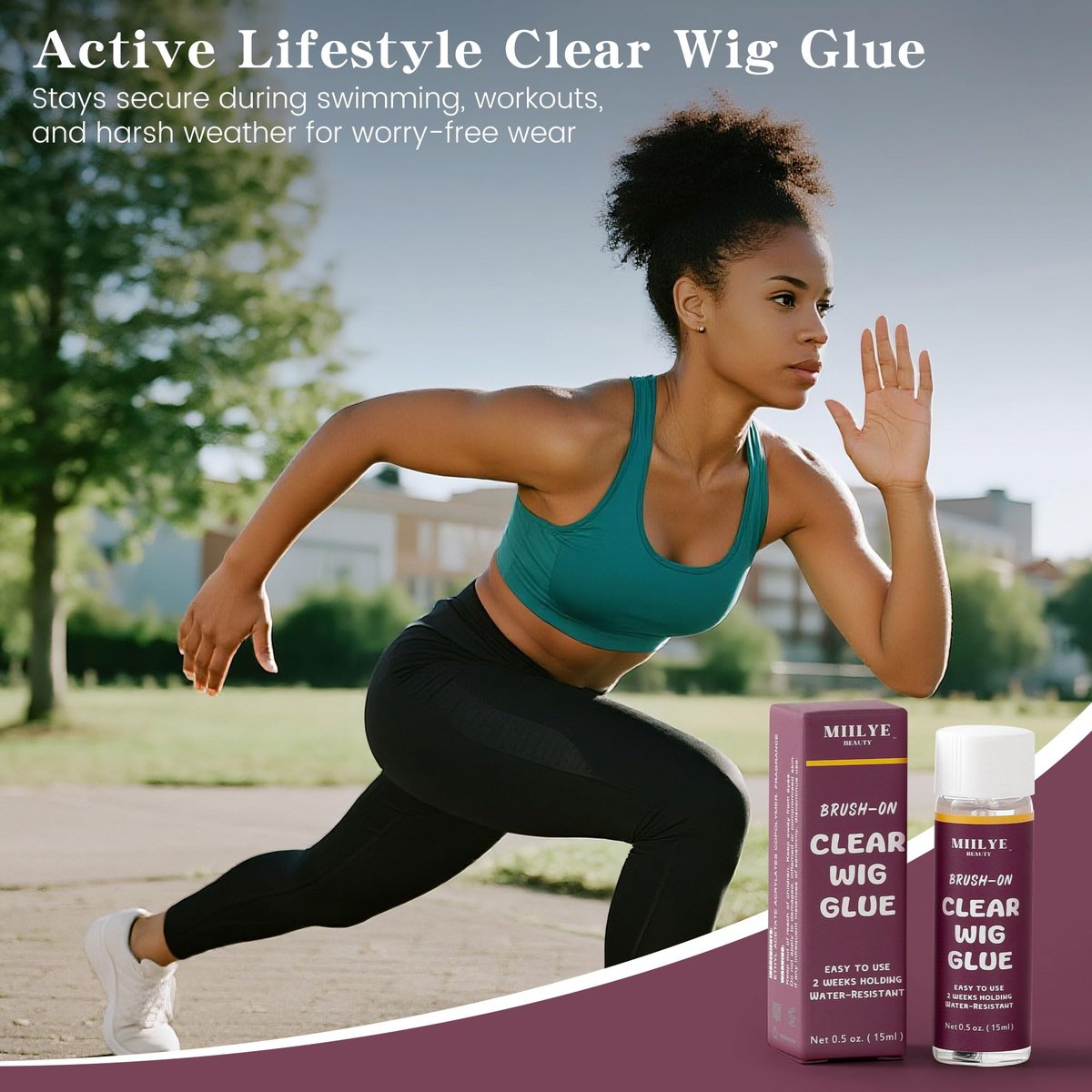 Waterproof Clear Lace Glue for Wigs – Sweat & Swim Proof Strong Hold, String-Free, 2-Week Wear (15 ml / 0.5 Oz) - görsel 9