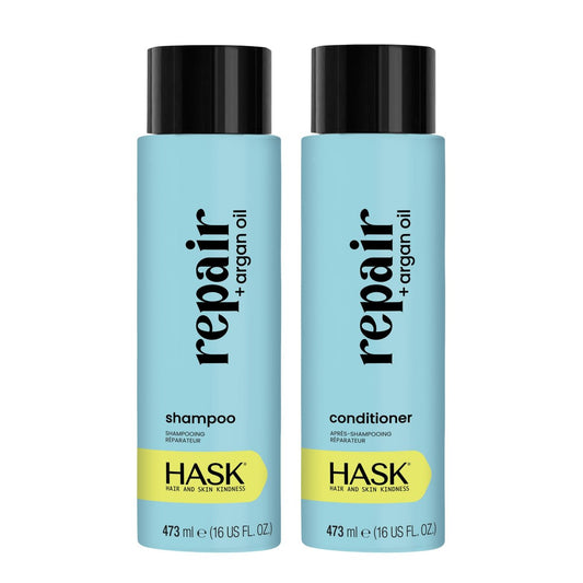 HASK Repair + Argan Oil Shampoo and Conditioner Set – Color Safe, Sulfate-Free, Paraben-Free, Gluten-Free, Cruelty-Free – 16 oz Each, 2-Pack Avelisse