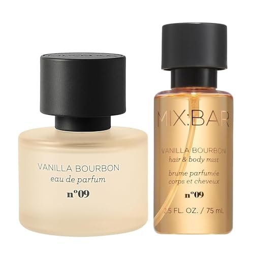 MIX:BAR Vanilla Bourbon Perfume & Body Mist Bundle - Eau de Parfum + 2.5oz Mini Body Spray - Warm, Sweet, Long-Lasting Fragrance - Travel-Friendly, Cruelty-Free, Vegan Avelisse
