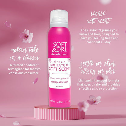 Soft & Dri Classic Signature Soft Scent Aerosol Deodorant, 4 oz Avelisse