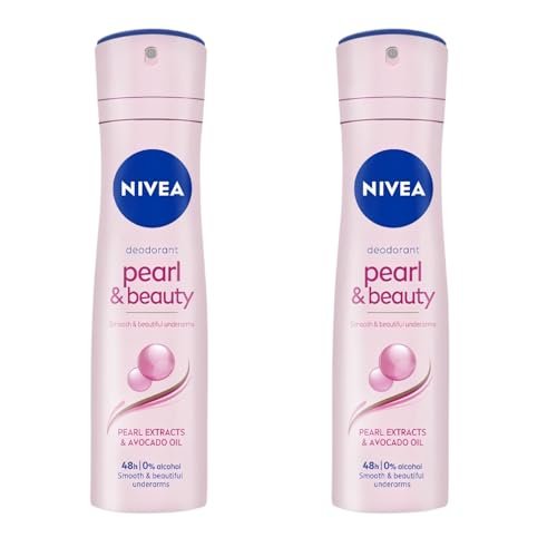 NIVEA Pearl & Beauty Antiperspirant Spray for Women, 0% Alcohol, Gentle Skin Care, Long-Lasting Freshness, Pearl Extract for Smooth Underarms, Dermatologically Tested, 150ml, Pack of 2 - görsel 2