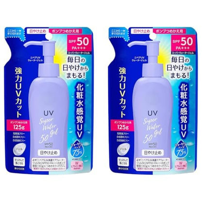 Japanese Sunscreen SPF 50/PA+++ Super Water Gel 4.22floz (125g) Refill Pack of 2 Avelisse