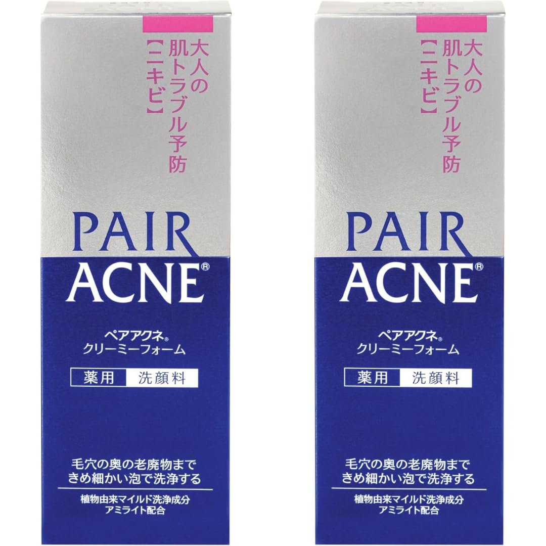Ghibili Lion Pair Creamy Foam Anti-Acne Cleansing Cream Facial Cleanser for Adult - 2.82 oz (80g) Set of 2 - Japanese Face Wash Avelisse