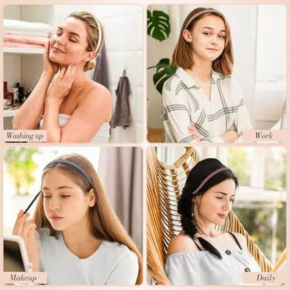 obeoby 6Pack No Pressure Headbands for Glasses Wearers, Square Sunglass Headbands for Women Girl Hairbands with Teeth Non Slip (Brown Series)