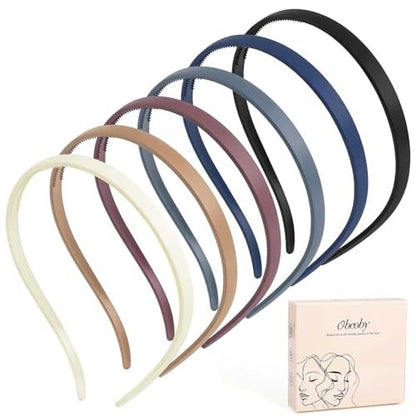 obeoby 6Pack No Pressure Headbands for Glasses Wearers, Square Sunglass Headbands for Women Girl Hairbands with Teeth Non Slip (Brown Series)