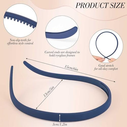 obeoby 6Pack No Pressure Headbands for Glasses Wearers, Square Sunglass Headbands for Women Girl Hairbands with Teeth Non Slip (Brown Series)