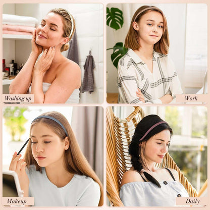 obeoby 6Pack No Pressure Headbands for Glasses Wearers, Square Sunglass Headbands for Women Girl Hairbands with Teeth Non Slip (Brown Series)
