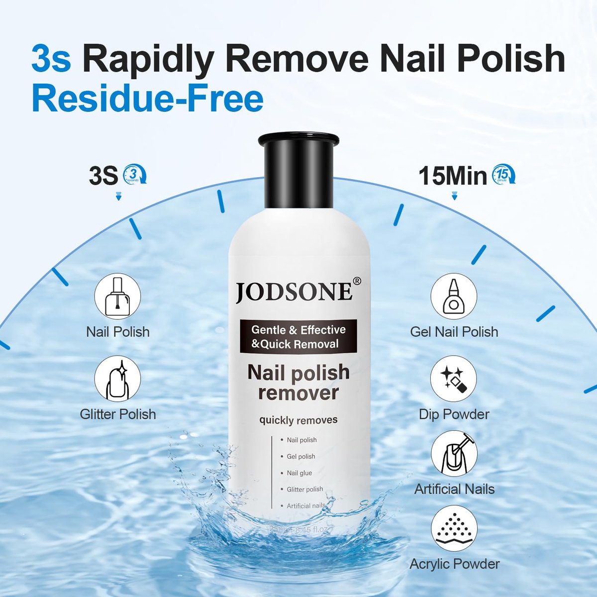 JODSONE Acetone-Free Nail Polish Remover - 8.45 Fl Oz Gentle Gel & Acrylic Nail Soak Off for Home Salon Use - görsel 5
