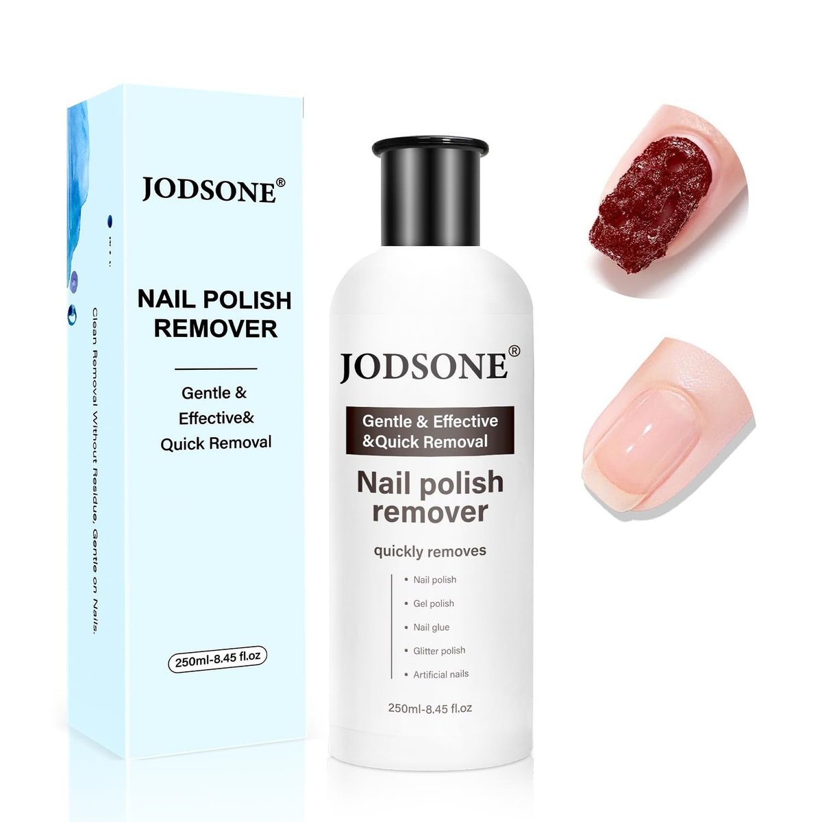 JODSONE Acetone-Free Nail Polish Remover - 8.45 Fl Oz Gentle Gel & Acrylic Nail Soak Off for Home Salon Use - görsel 1