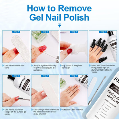 JODSONE Acetone-Free Nail Polish Remover - 8.45 Fl Oz Gentle Gel & Acrylic Nail Soak Off for Home Salon Use