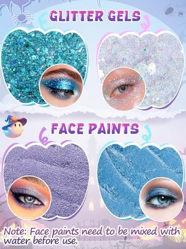 Mermaid Hair Accessories Kit for Women - 12-Piece Halloween Costume Set with Starfish Hair Clips & Face Body Glitter
