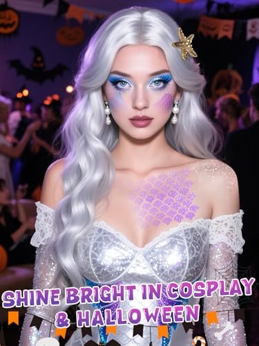Mermaid Hair Accessories Kit for Women - 12-Piece Halloween Costume Set with Starfish Hair Clips & Face Body Glitter