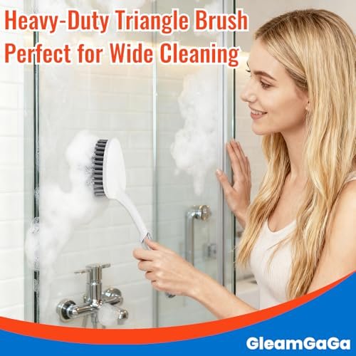 3 Pack Heavy-Duty Shower Scrub Brush Set – Long Handle Stiff Bristle Grout Brush for Bathroom, Tile, Floor, Kitchen, Sink & Carpet Cleaning Avelisse