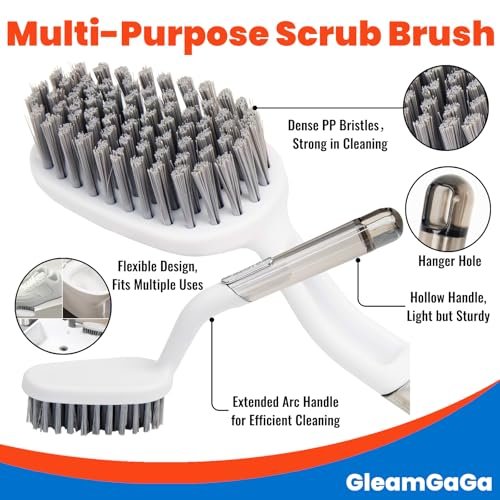 3 Pack Heavy-Duty Shower Scrub Brush Set – Long Handle Stiff Bristle Grout Brush for Bathroom, Tile, Floor, Kitchen, Sink & Carpet Cleaning Avelisse