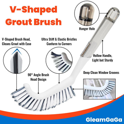 3 Pack Heavy-Duty Shower Scrub Brush Set – Long Handle Stiff Bristle Grout Brush for Bathroom, Tile, Floor, Kitchen, Sink & Carpet Cleaning Avelisse