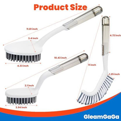 3 Pack Heavy-Duty Shower Scrub Brush Set – Long Handle Stiff Bristle Grout Brush for Bathroom, Tile, Floor, Kitchen, Sink & Carpet Cleaning Avelisse