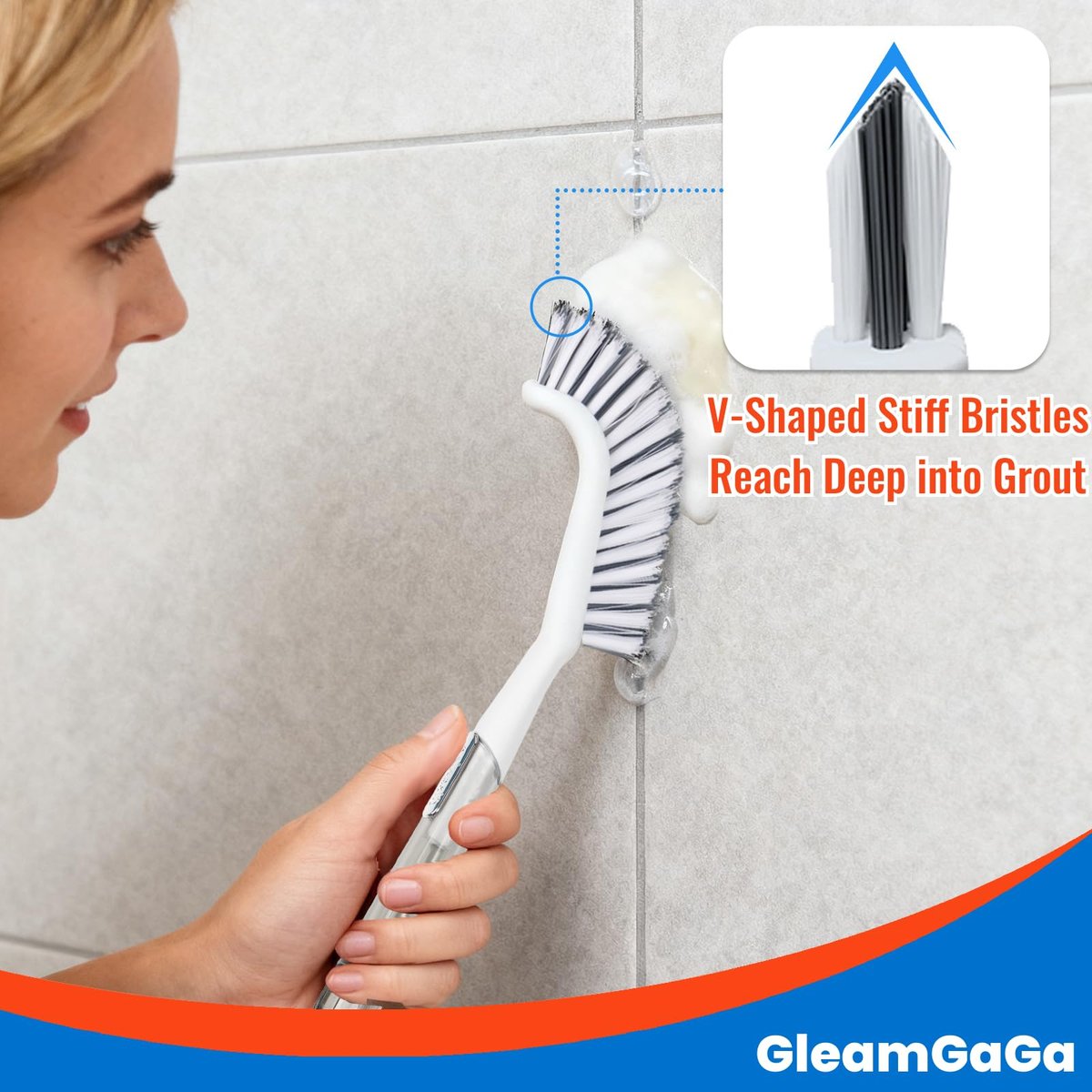 3 Pack Heavy-Duty Shower Scrub Brush Set – Long Handle Stiff Bristle Grout Brush for Bathroom, Tile, Floor, Kitchen, Sink & Carpet Cleaning Avelisse