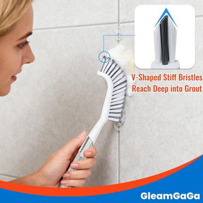 3 Pack Heavy-Duty Shower Scrub Brush Set – Long Handle Stiff Bristle Grout Brush for Bathroom, Tile, Floor, Kitchen, Sink & Carpet Cleaning Avelisse