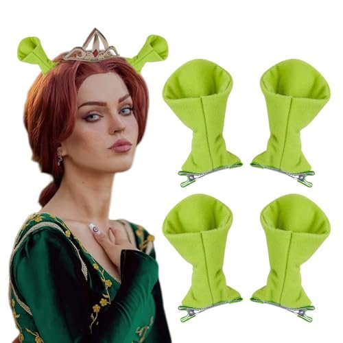 Bufeti 4 Pcs Green Ogre Ears Headband Monster Hair Clips for Halloween Cosplay Party Dress Up Costume Accessories - görsel 2