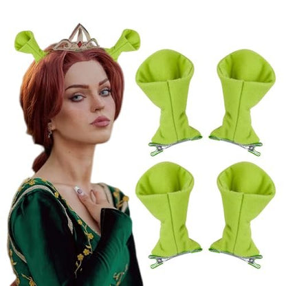 Bufeti 4 Pcs Green Ogre Ears Headband Monster Hair Clips for Halloween Cosplay Party Dress Up Costume Accessories