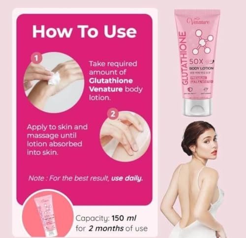 Venature Glutathione 50x Tone Up Body Lotion – Brightening & Hydrating Moisturizer (1 Fl Oz) Avelisse
