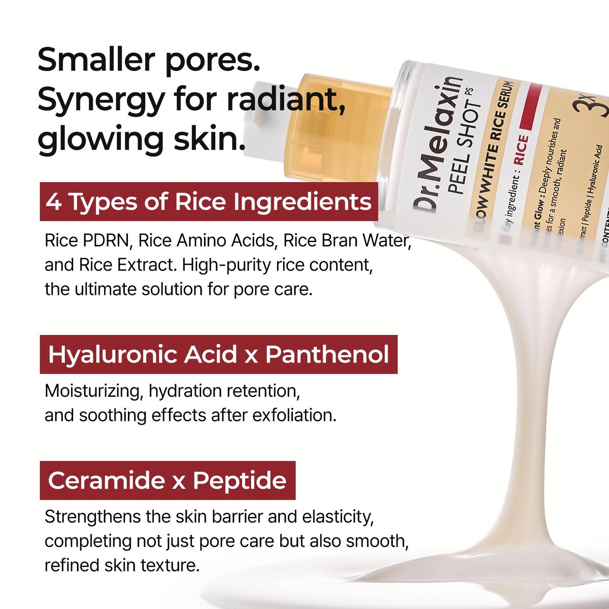 Dr.Melaxin Peel Shot Glow Rice PDRN Serum – 30ml Facial Serum for Smooth Texture & Pore Care | Korean Skin Care Avelisse