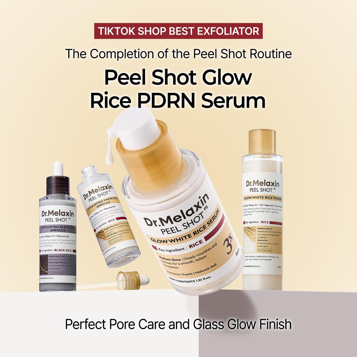 Dr.Melaxin Peel Shot Glow Rice PDRN Serum – 30ml Facial Serum for Smooth Texture & Pore Care | Korean Skin Care Avelisse
