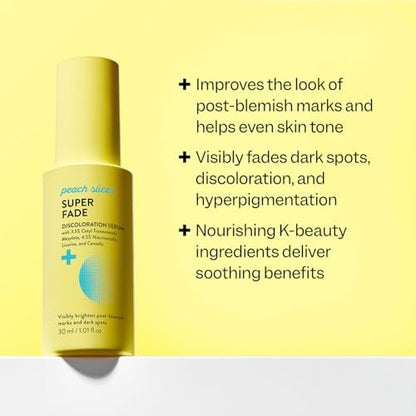 Peach Slices Super Fade Discoloration Serum for Face - Dark Spots & Hyperpigmentation Treatment with Niacinamide and Tranexamic Acid - Vegan & Cruelty Free - Korean Skin Care (1.01 oz) Avelisse