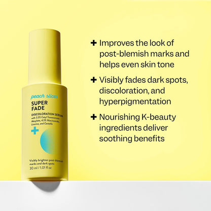 Peach Slices Super Fade Discoloration Serum for Face - Dark Spots & Hyperpigmentation Treatment with Niacinamide and Tranexamic Acid - Vegan & Cruelty Free - Korean Skin Care (1.01 oz) Avelisse
