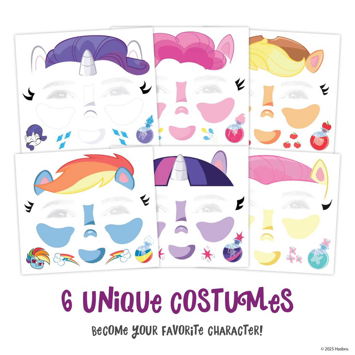 My Little Pony Temporary Tattoos for Kids – Twilight Sparkle, Rainbow Dash, Pinkie Pie & More – Non-Toxic & Skin-Safe Halloween Costume Accessory - görsel 3