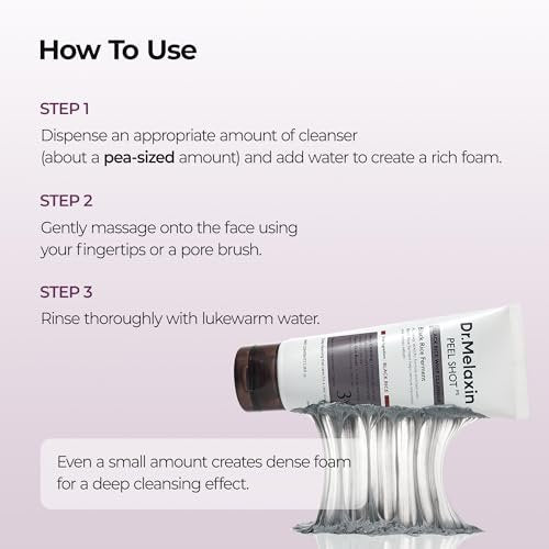 Dr.Melaxin Peel Shot Black Rice Mochi Whip Cleanser – 100ml for Blackheads, Clogged Pores & Dull Skin Avelisse