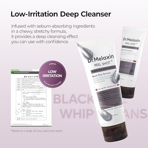 Dr.Melaxin Peel Shot Black Rice Mochi Whip Cleanser – 100ml for Blackheads, Clogged Pores & Dull Skin Avelisse