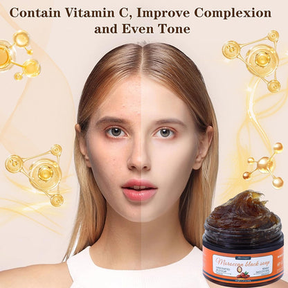 Hoveimpee 2 Pack Organic Moroccan Black Soap – Moisturizing Beldi Soap with Argan Oil & Vitamin C for Even Tone, Fragrance-Free Hammam Kit, 5.29 oz Each Avelisse