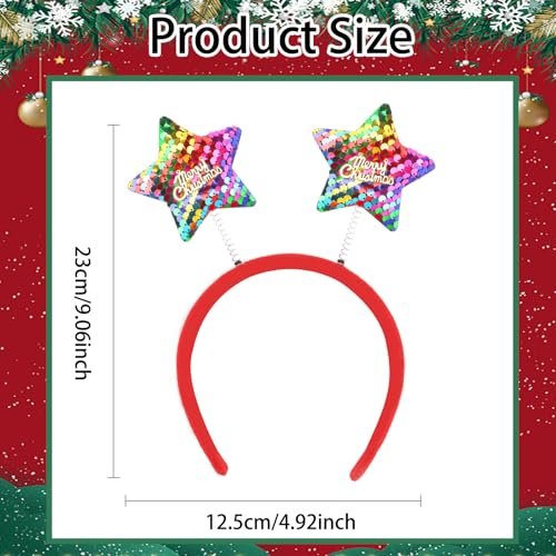 Amariver 12-Pack Christmas Holiday Headbands Set – Festive Party Hair Accessories with Reindeer Antlers, Santa Hat, and Christmas Tree Designs - görsel 4