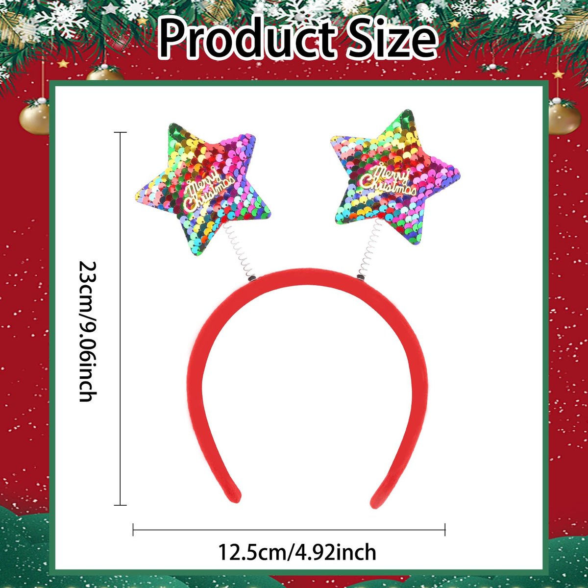 Amariver 12-Pack Christmas Holiday Headbands Set – Festive Party Hair Accessories with Reindeer Antlers, Santa Hat, and Christmas Tree Designs - görsel 3