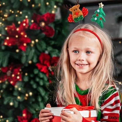 Amariver 12-Pack Christmas Holiday Headbands Set – Festive Party Hair Accessories with Reindeer Antlers, Santa Hat, and Christmas Tree Designs