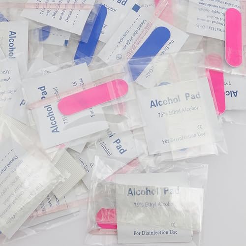 20 Sets Disposable Manicure Kits 4-Piece: Nail File 100/180 Grit, Crystal Stick, Double Sided Nail Adhesives, Polish Remover Pads - Blue & Fuchsia - görsel 4