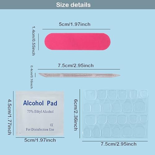20 Sets Disposable Manicure Kits 4-Piece: Nail File 100/180 Grit, Crystal Stick, Double Sided Nail Adhesives, Polish Remover Pads - Blue & Fuchsia - görsel 6