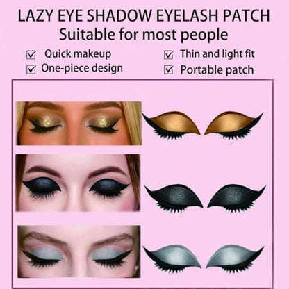 3-in-1 Lazy Eye Shadow Eyelash Patch - 2025 New Self-Adhesive Reusable Eye Makeup Stickers with False Lashes, 3 PCS (Brown Silver Black)