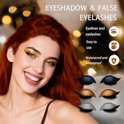 3-in-1 Lazy Eye Shadow Eyelash Patch - 2025 New Self-Adhesive Reusable Eye Makeup Stickers with False Lashes, 3 PCS (Brown Silver Black) - görsel 6
