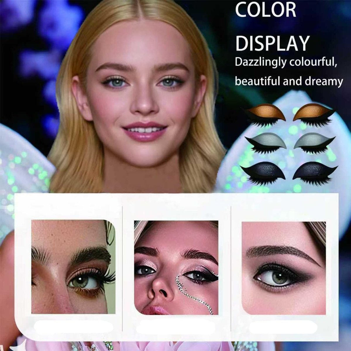 3-in-1 Lazy Eye Shadow Eyelash Patch - 2025 New Self-Adhesive Reusable Eye Makeup Stickers with False Lashes, 3 PCS (Brown Silver Black) - görsel 3