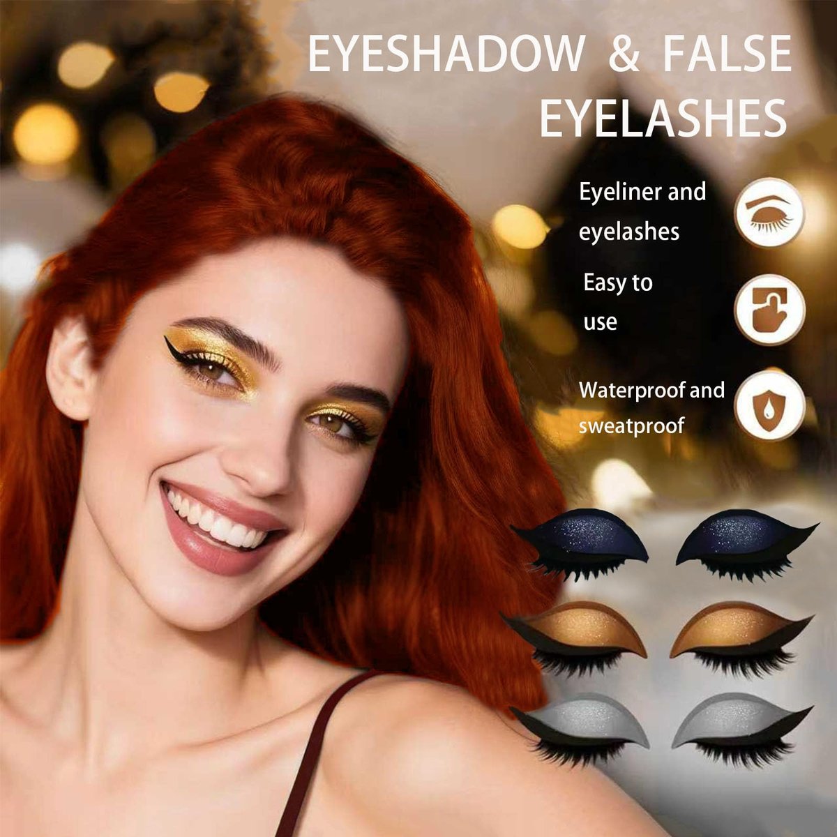 3-in-1 Lazy Eye Shadow Eyelash Patch - 2025 New Self-Adhesive Reusable Eye Makeup Stickers with False Lashes, 3 PCS (Brown Silver Black) - görsel 5