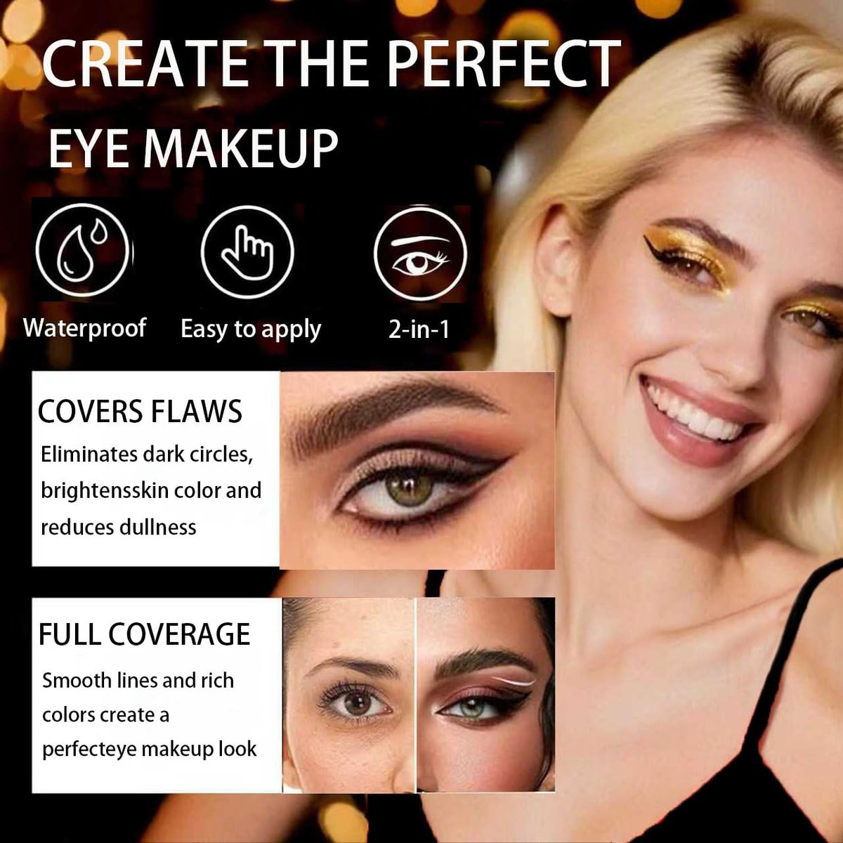 3-in-1 Lazy Eye Shadow Eyelash Patch - 2025 New Self-Adhesive Reusable Eye Makeup Stickers with False Lashes, 3 PCS (Brown Silver Black) - görsel 7